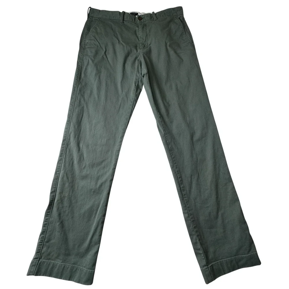 J.Crew Factory‎ Pants Men's 34/32 Straight Flex Sage Green Cotton Twill Chinos